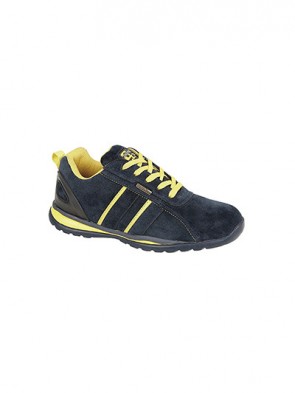 Grafters Navy/Yellow Suede Safety Trainer Shoes
